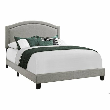 HOMEROOTS 51.5 in. Solid WoodLinenMDF & Foam Queen Size Bed with a Chrome Trim 333300